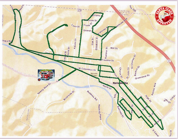 visual map of the santa parade route