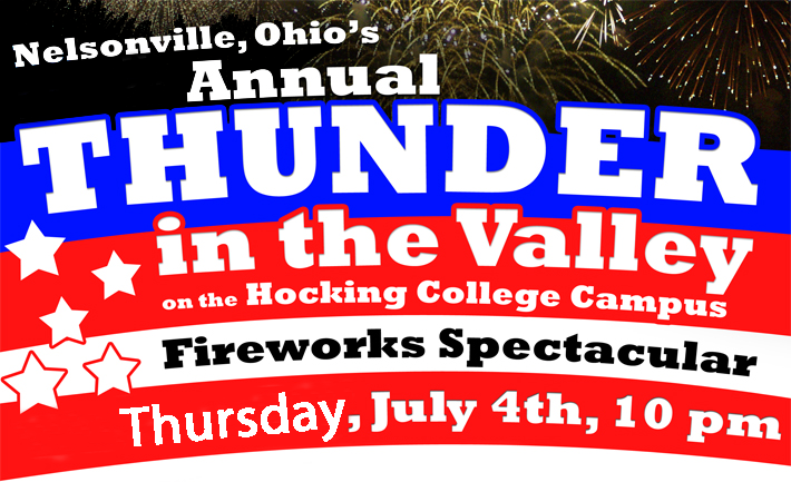 thunder in the valley illustration with fireworks and information listed below